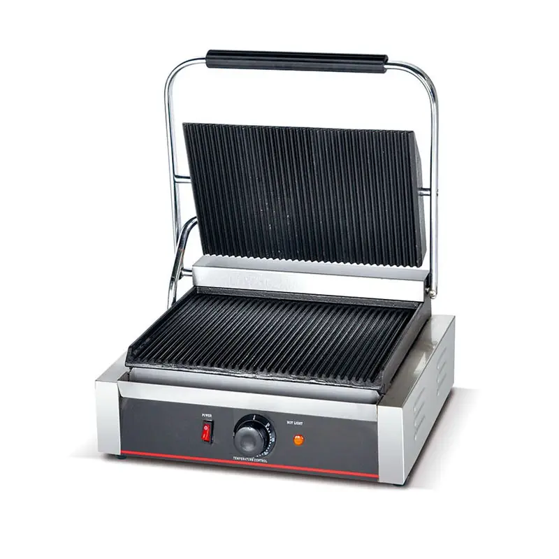 Parrilla eléctrica antiadherente para sandwichera de hamburguesas, superficie comercial, buen precio