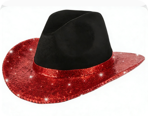 Sombrero de Vaquero Unisex de Fieltro con Diamantes Brillantes, Sombrero de Vaquera Rosa Brillante con Pedrería para Hombres y Mujeres, para Deportes, Fiestas al Aire Libre, Disfraces - Product Image 2