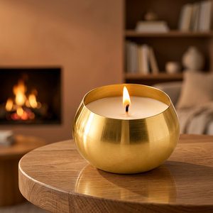 BuildtoSuit <b>Small</b> Metal Bowl <b>Candle</b> Soy Wax Handmade Modern Environment-Friendly Decorative Gold <b>Candle</b> 100g 7.5 X 4 cm - Product Image 3