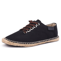 Espadrilles pour hommes, direct usine, en toile, semelle plate en caoutchouc, bout uni, couleur unie, légères, respirantes, stock en gros, été