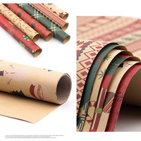 Papier d'emballage vintage de Noël personnalisé, rouleau de papier kraft, feuilles de papier de soie pour cadeaux, emballage de fleurs