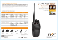 Venta Directa de Fábrica, Walkie Talkie TYT TC-8000 de 20KM, 10W, 400-520MHz, 16 Canales, Batería de 3600mAh, Codificador, TOT, VOX, Radio Bidireccional