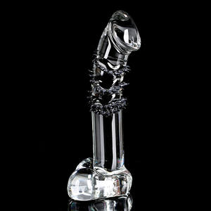 クリスタルガラスのディルドは、シリコンゴムの柔らかいとげの女性のディルド大人のおもちゃでプラスサイズのディルドを長くします - Product Image 4