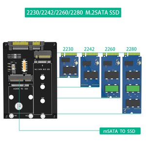 Soporte 2 en 1 NGFF M.2 B Key/B&M Key MSATA 2.5 para SSD III de 6Gbps con marco compatible con SATA3 2230 2242 2260 2280 MSATA y B Key - Product Image 5