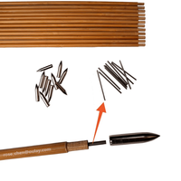 Flèches en bambou laminé pour tir à l'arc, 5 pièces de flèches en bambou courbées traitées, assemblées pour former des flèches en bambou laminé