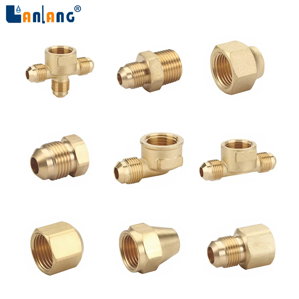 Lanlang Factory Custom Made Precision Brass Pipe Fittings Plumbing Fitting Adaptor Elbow Brass Pipe Fittings