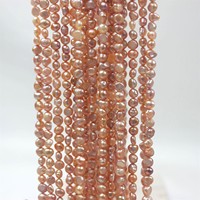 Chaîne de perles baroques d'eau douce rose 5-6 mm, lustre double face, perles colorées douces pour la fabrication de bijoux DIY, vente en gros
