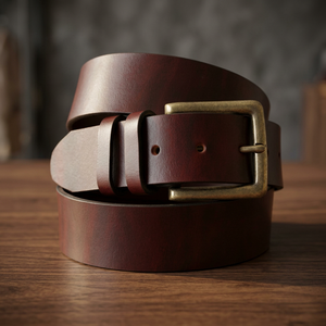 Ceinture en cuir de vachette pour homme, décontractée, carrée, unie ou imprimée, robuste, légère, écologique, longueur et largeur personnalisables, avec boucle ardillon en acier - Product Image 1