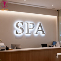 Lettres de logo rétroéclairées or et argent, enseigne lumineuse LED, signalétique personnalisée, éclairage extérieur, enseigne commerciale, enseignes lumineuses pour salon de beauté