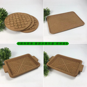 Bandeja de Corcho con Base de Cerámica Antideslizante y Aislante del Calor, Rectangular, de Color Sólido, Acabado Brillante, para Almacenamiento de Alimentos - Product Image 3