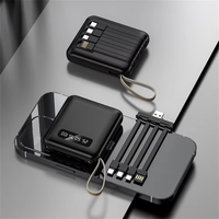 Chargeur de téléphone portable personnalisé avec logo, mini batterie externe 5000mAh 10000mAh, affichage numérique, 4 câbles intégrés, Micro USB 10W, PVC, vente en gros d'usine
