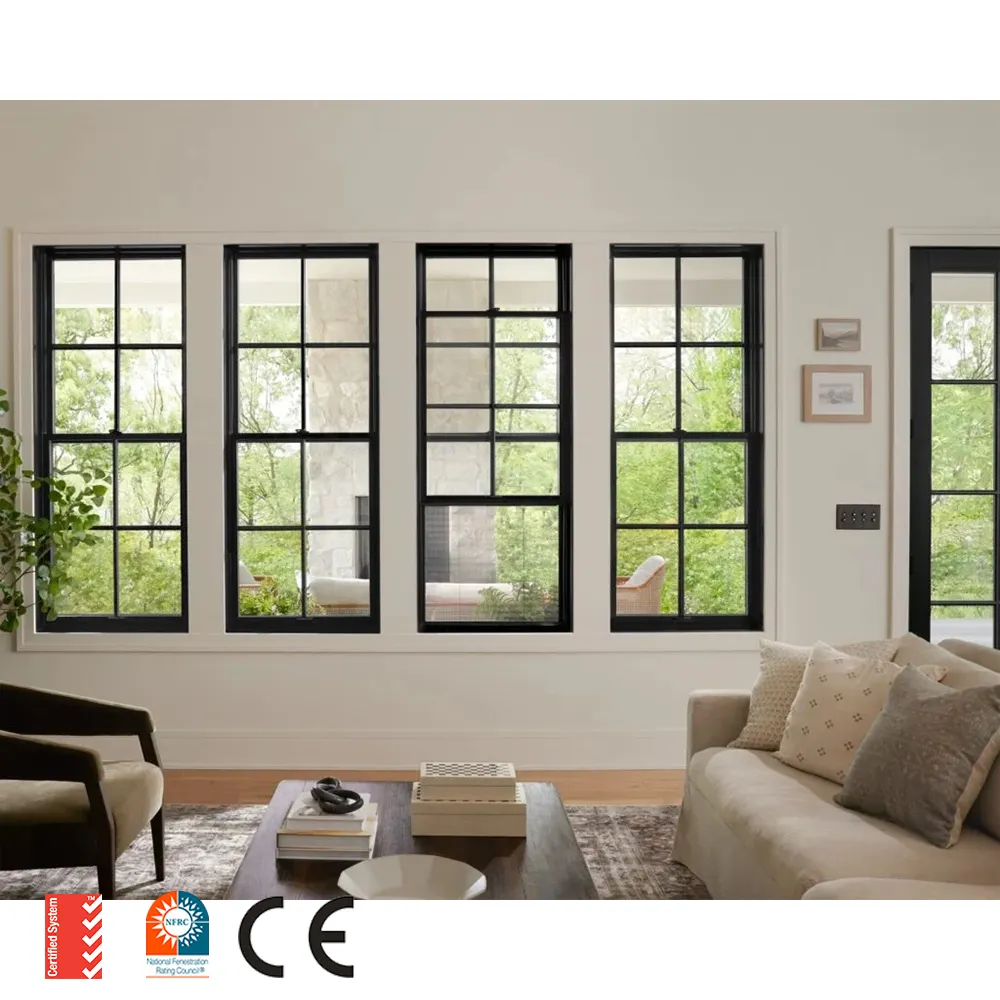 Neueste Aluminium Thermal Break Anti-Diebstahl Single Top Hung Windows Swing Double Hung Fenster