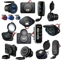 Chargeur de voiture 12/24 V à montage encastré pour moto, camping-car, bus, avec port USB rapide 12V/24V et prise de courant