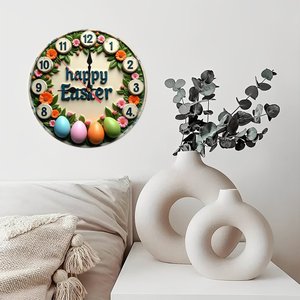 <b>Round</b> Wooden Wall Clock 25x25cm Silent Non Ticking Vintage Decor Living Room Wall Hanging Clock - Product Image 3