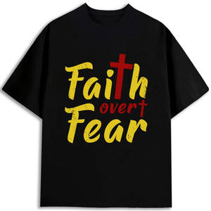 Camiseta Faith Over Fear para hombre, 100% algodón, manga corta, cuello redondo, corte regular, jersey, antiencogimiento, serigrafía - Product Image 1