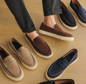 <b>Men</b> PU Leather Loafers Thick Soles Mid <b>Heel</b> Wide Toe Box Casual British Style Office Wedding Dress <b>Shoes</b> EU 39 to 46 Large Sizes - Product Image 4
