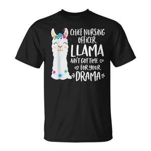 Camiseta Chief Nursing Officer Llama Drama Alpaca, color negro, para adultos, unisex - Product Image 1