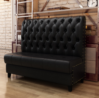Banquette de restaurant en cuir noir de style rétro sur mesure - Durable et écologique