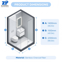 Toilettes portables en acier avec structure sanitaire, design moderne pour usage extérieur en parc, système de lavage mobile respirant