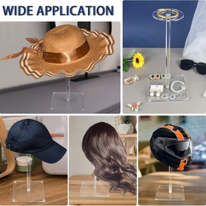 Wholesale Custom Premium Acrylic Clear <b>Hat</b> Display <b>Stand</b> for Cap Fedora Cowboy <b>Hats</b> with Pedestal Base USA Origin - Product Image 3