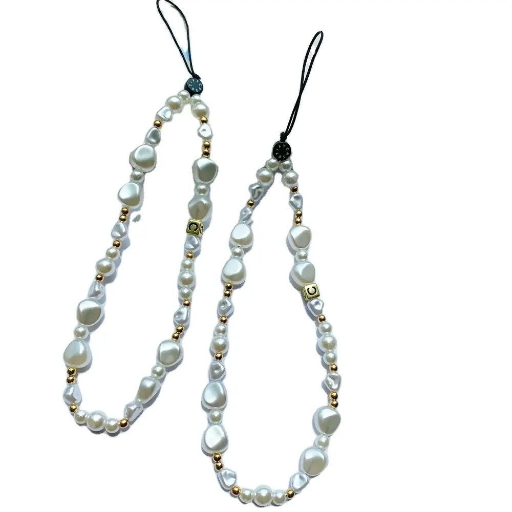 Mode elegante unregelmäßige Perlen Handy-Kette Charme Damenhandgelenk Anhänger Telefon Dekoration Handy Lanyard Schmuck