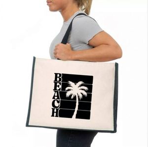 Wholesale Custom Logo Printed Large Canvas Shopping Tote Bag Reusable and Economical with Webbing Handle - Product Image 3