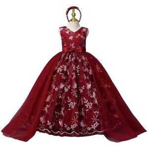 Jupe de princesse pour filles, style euro-américain, en satin floral <span class=keywords><strong>crochet</strong></span>é, pour fêtes formelles, anniversaires, spectacles, vêtements pour enfants - Product Image 1