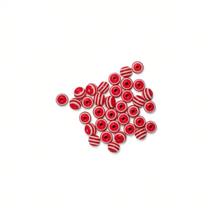 Perline a strisce Ilan 10 mm rosse e bianche per la creazione di gioielli - Product Image 1