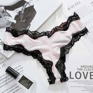 Braguitas de seda helada para mujer, con encaje, sexy, con corte cruzado y aberturas, de talle bajo - Product Image 5