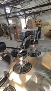 Chaise de barbier robuste, style ancien, couleur argent, prête à être expédiée, chaise de salon, chaise royale, capacité de charge 400 kg - Product Image 4