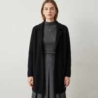 Manteau long pour femmes, design tendance, hiver et automne, col rabattu décontracté, cardigan en cachemire, manteaux pour femmes