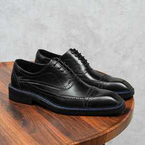Luxury New Italian Style Handcrafted Genuine Leather Men's Oxford Shoes Autumn Business Formal Waterproof Breathable - Product Image 5