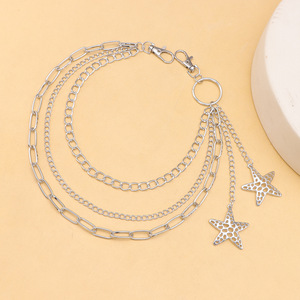 จี้รูปดาวแบบโปร่งหลายชั้น โซ่คล้องกางเกงโลหะผสมสังกะสี สไตล์พังก์ โซ่คาดเอว เครื่องประดับสำหรับใส่ทุกวัน - Product Image 4