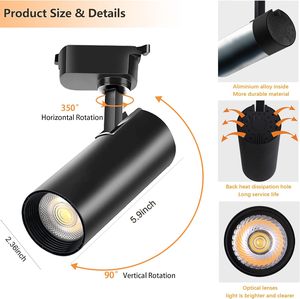 ไฟติดรางแบบปรับได้ 360 องศา COB LED สำหรับใช้งานเชิงพาณิชย์ รุ่นทันสมัย 12W-40W พร้อมค่า CRI 80 และอายุการใช้งาน 30,000 ชั่วโมง - Product Image 5