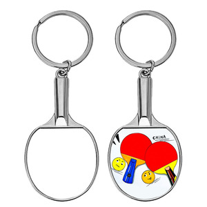 Sports Series Sublimation Blank Metal Keychain <b>Table</b> <b>Tennis</b> Pickleball Football Cross Round Tassel Rhombus - Product Image 2