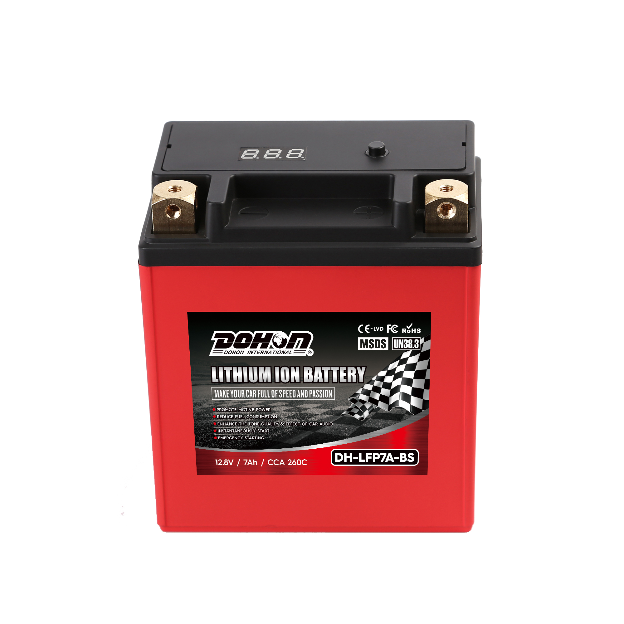 Bateria de lítio de alta performance, bateria de scooter de motocicleta leve 7a-bs 260cca 2.2lbs, 12v lifepo4