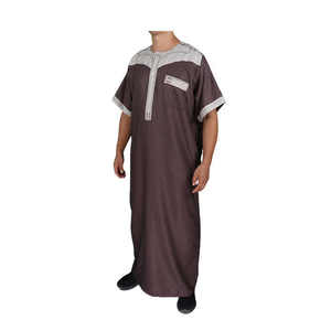 Estilo marroquí musulmán seis colores hombres manga corta islámica Thobe - Product Image 4