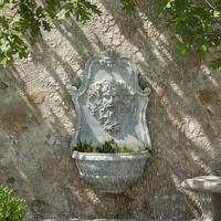 Fontaine murale de luxe en résine, style européen antique, avec visage de Bacchus, sculptée, finition naturelle, facile à déplacer, pour une décoration aquatique élégante