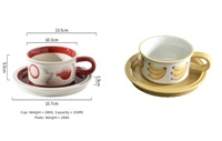 Ensemble tasse et soucoupe en céramique minimaliste sous glaçure, motif fruits, pour latte art, portable, pour le thé de l'après-midi et le petit-déjeuner