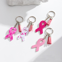 Mode santé sensibilisation rose frange sein ruban cuir PU porte-clés cancer du sein porte-clés pour femmes cadeau