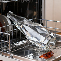 Bouteilles en Verre Personnalisées de Luxe de 350ml, 500ml, 750ml, Forme Diamant, pour Alcool, Vodka, Gin, Tequila, Vin, Liqueurs et Spiritueux