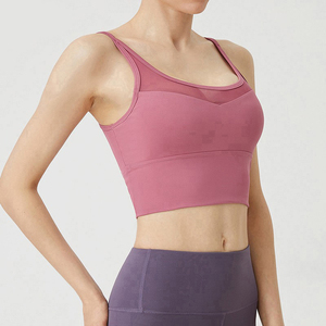Soutien-gorge de sport personnalisé OEM à col en U croisé, respirant, dos torsadé, long et à séchage rapide pour femme - Product Image 3