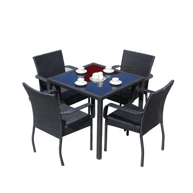 होटल के लिए अनुकूलित थोक गर्म बिक्री डिजाइन आउटडोर कैफे कुर्सियाँ और टेबल सेट 4-सीटर
