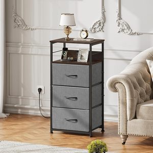 Hot Selling <b>Drawer</b> Storage Cabinet 3 <b>Drawer</b> Dresser Organizer Fabric Storage <b>Chest</b> Large Capacity Organizer Bedside Table - Product Image 6