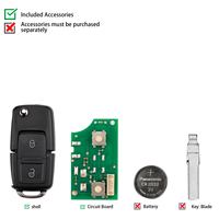 Clé télécommande universelle pliable KEYDIY KD B01-2 à 2 boutons pour Volkswagen – Remplacement / Clé de rechange pour voiture (lot de 5)