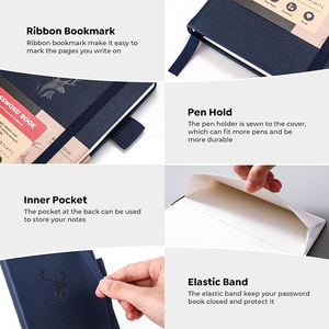 パスワードノートブック レタースタイルラベル 小型パスワード保管デバイス オフィスに適したインターネットログインパスワードリストノートブック - Product Image 2