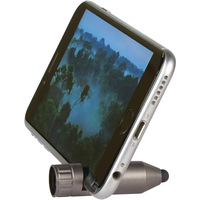 Stylo-outil d'extérieur 6-en-1 avec lampe LED, boussole, stylo à bille cinétique et support de téléphone, en ABS, emballage en boîte, cadeaux d'affaires