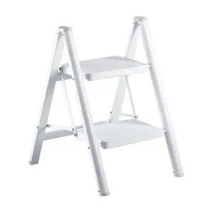 Modern 2/3 Steps Short Ladder White Aluminum Household Ladder