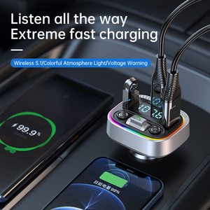 BT 5.1 Lecteur MP3 de voiture avec 5V 2 USB Transmetteur FM sans fil mains libres Chargeur PD20W-Lecteur de musique noir pour véhicules - Product Image 2
