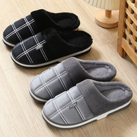 Chaussons d'hiver pour hommes à bout fermé, doublure en peluche, fourrure chaude, pour la maison, taille extra large 45-48